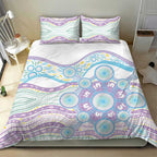 Australian Indigenous Aboriginal Art Bedding Set Vivid Pastel Pink Teal