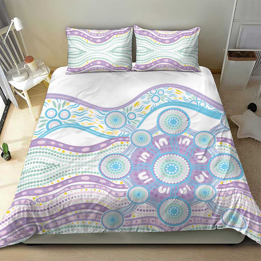Australian Indigenous Aboriginal Art Bedding Set Vivid Pastel Pink Teal