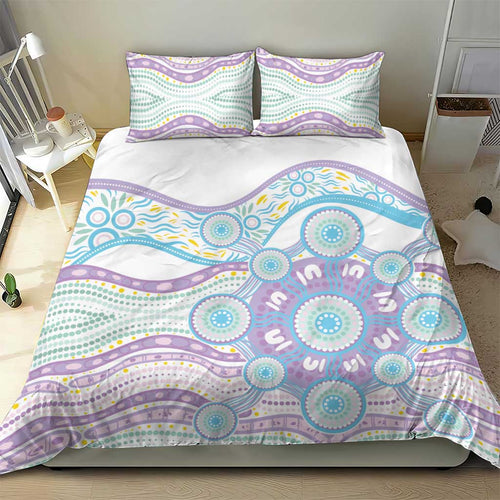 Australian Indigenous Aboriginal Art Bedding Set Vivid Pastel Pink Teal