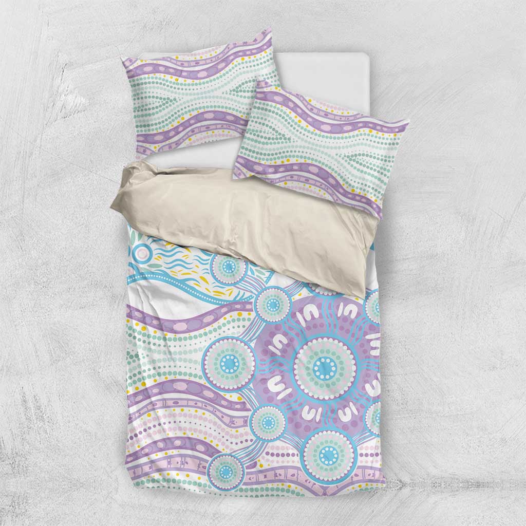 Australian Indigenous Aboriginal Art Bedding Set Vivid Pastel Pink Teal