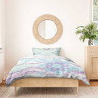 Australian Indigenous Aboriginal Art Bedding Set Vivid Pastel Pink Teal
