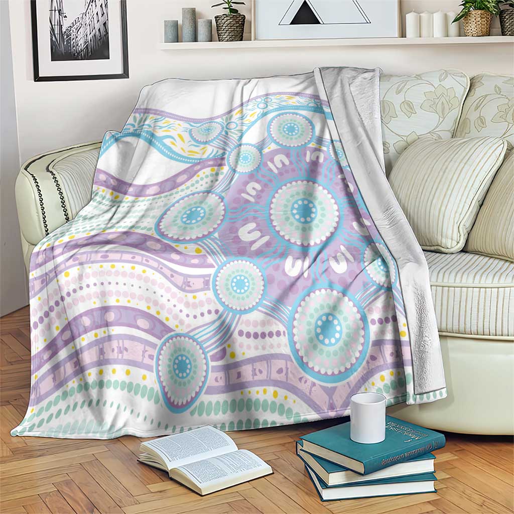 Australian Indigenous Aboriginal Art Blanket Vivid Pastel Pink Teal
