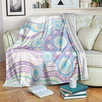 Australian Indigenous Aboriginal Art Blanket Vivid Pastel Pink Teal