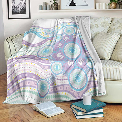 Australian Indigenous Aboriginal Art Blanket Vivid Pastel Pink Teal