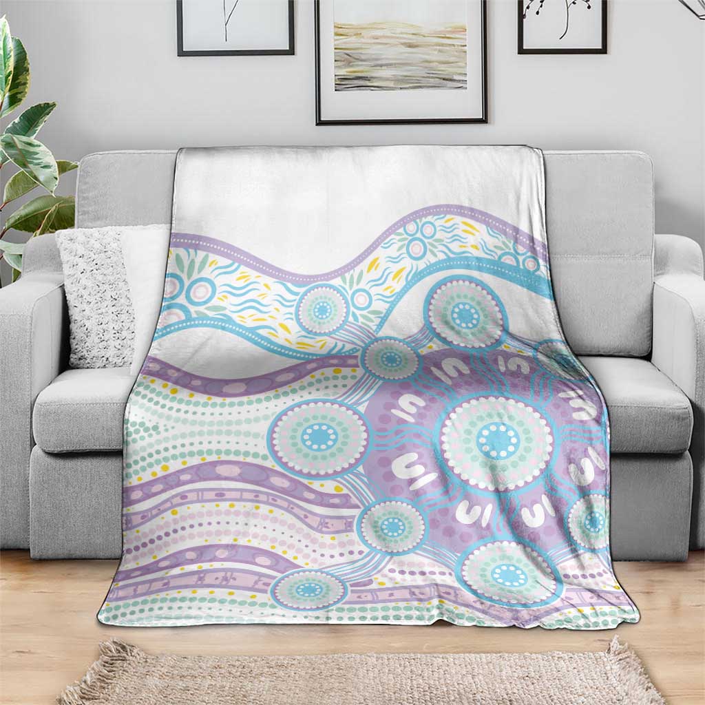 Australian Indigenous Aboriginal Art Blanket Vivid Pastel Pink Teal