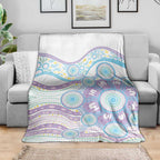 Australian Indigenous Aboriginal Art Blanket Vivid Pastel Pink Teal