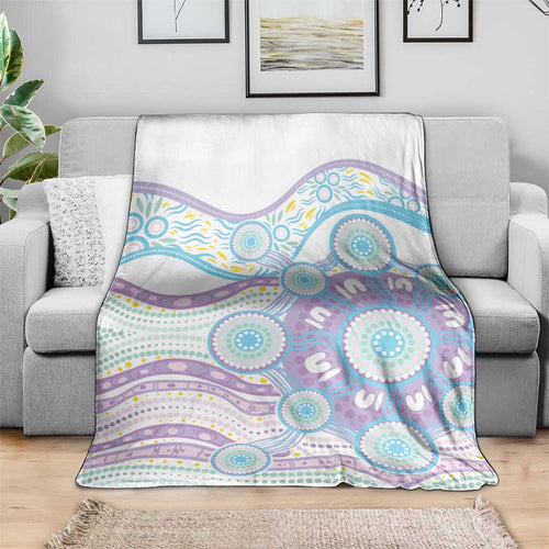 Australian Indigenous Aboriginal Art Blanket Vivid Pastel Pink Teal