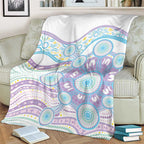 Australian Indigenous Aboriginal Art Blanket Vivid Pastel Pink Teal