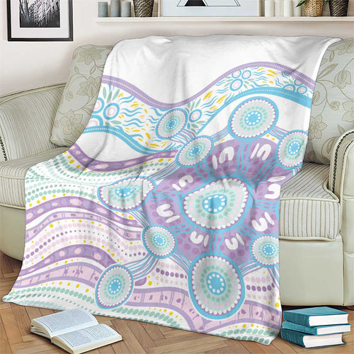 Australian Indigenous Aboriginal Art Blanket Vivid Pastel Pink Teal