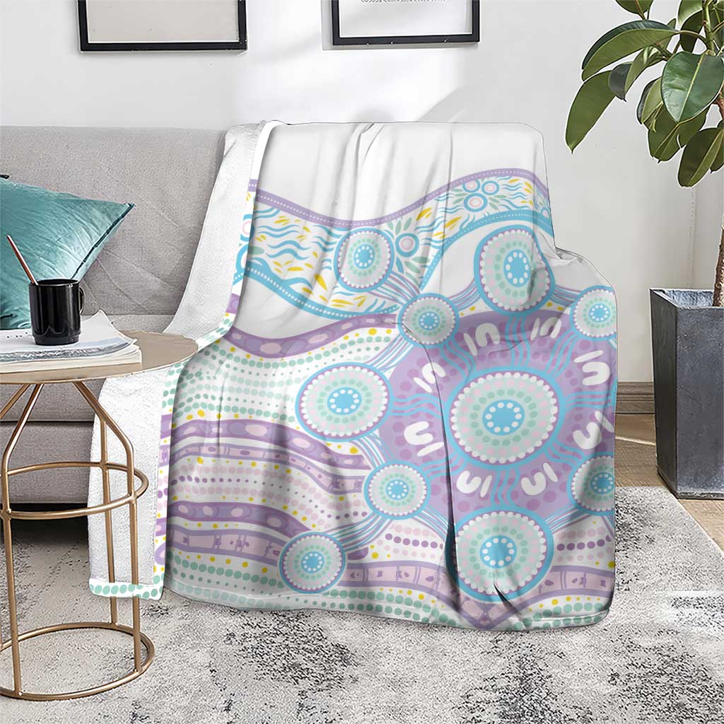 Australian Indigenous Aboriginal Art Blanket Vivid Pastel Pink Teal
