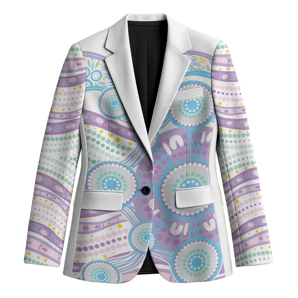 Australian Indigenous Aboriginal Art Blazer Vivid Pastel Pink Teal