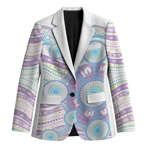 Australian Indigenous Aboriginal Art Blazer Vivid Pastel Pink Teal