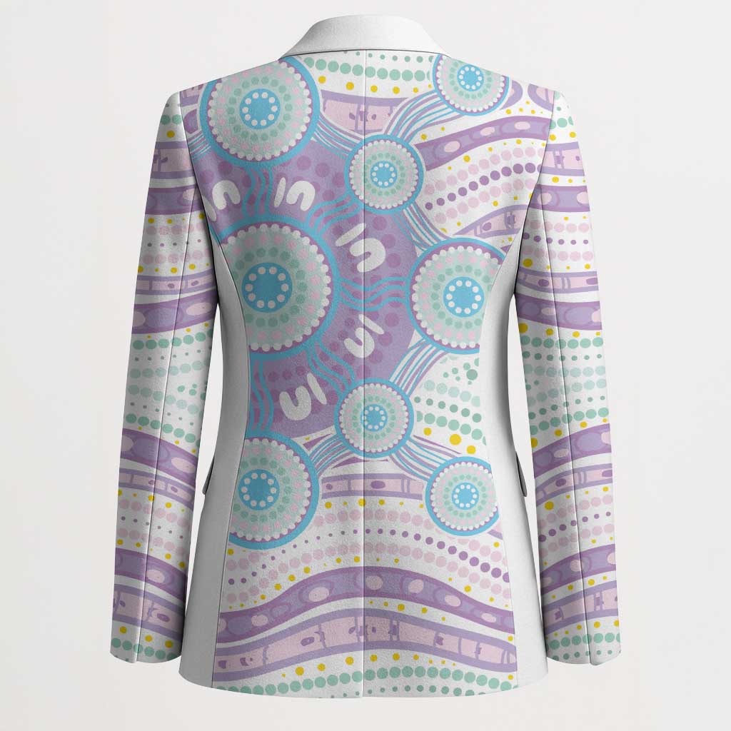 Australian Indigenous Aboriginal Art Blazer Vivid Pastel Pink Teal