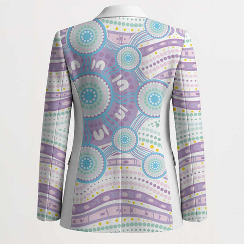 Australian Indigenous Aboriginal Art Blazer Vivid Pastel Pink Teal