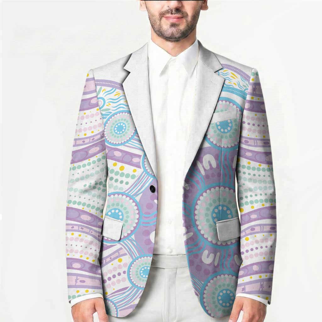 Australian Indigenous Aboriginal Art Blazer Vivid Pastel Pink Teal