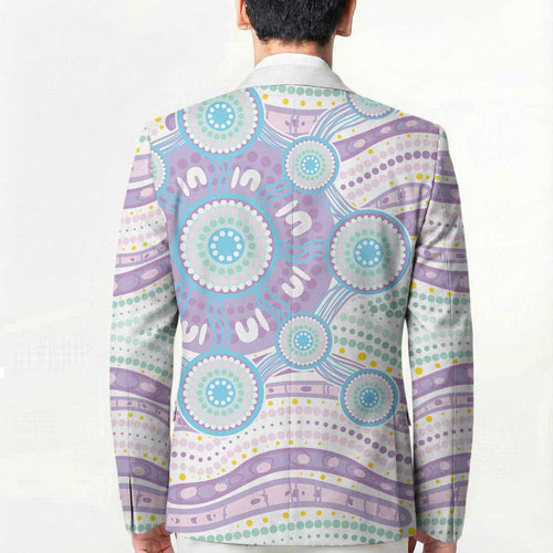 Australian Indigenous Aboriginal Art Blazer Vivid Pastel Pink Teal