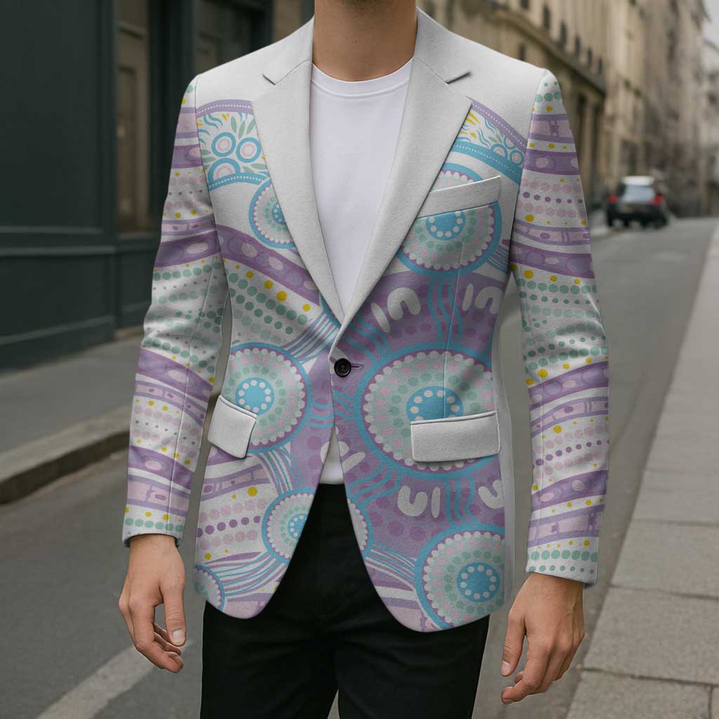 Australian Indigenous Aboriginal Art Blazer Vivid Pastel Pink Teal