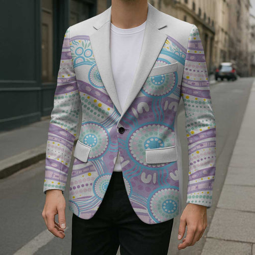 Australian Indigenous Aboriginal Art Blazer Vivid Pastel Pink Teal