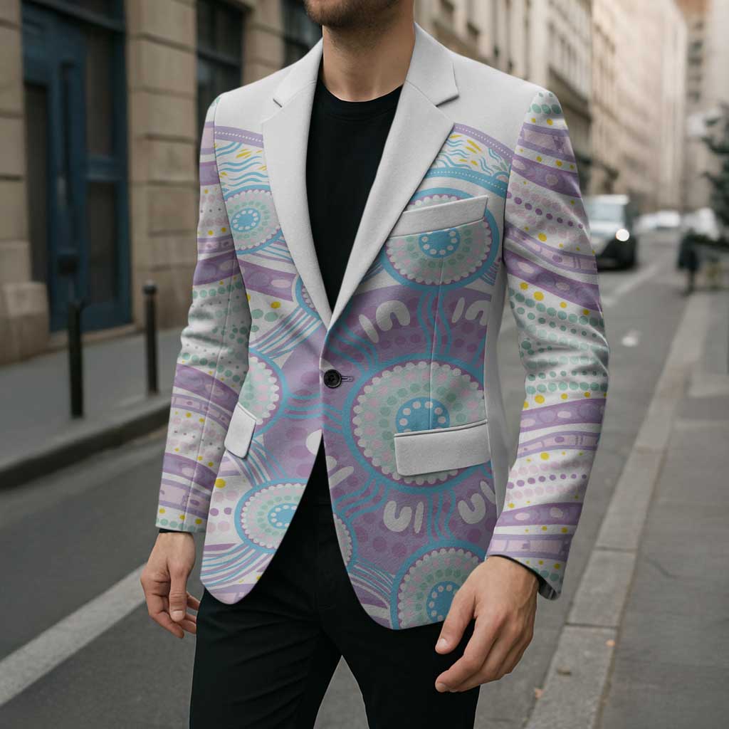 Australian Indigenous Aboriginal Art Blazer Vivid Pastel Pink Teal