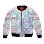Australian Indigenous Aboriginal Art Bomber Jacket Vivid Pastel Pink Teal