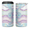 Australian Indigenous Aboriginal Art 4 in 1 Can Cooler Tumbler Vivid Pastel Pink Teal