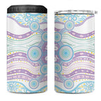 Australian Indigenous Aboriginal Art 4 in 1 Can Cooler Tumbler Vivid Pastel Pink Teal