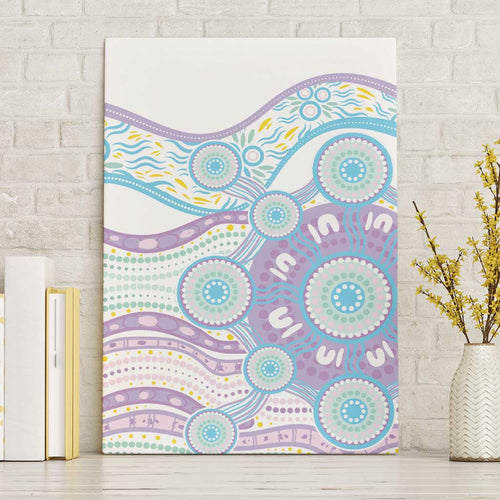 Australian Indigenous Aboriginal Art Canvas Wall Art Vivid Pastel Pink Teal