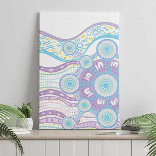 Australian Indigenous Aboriginal Art Canvas Wall Art Vivid Pastel Pink Teal