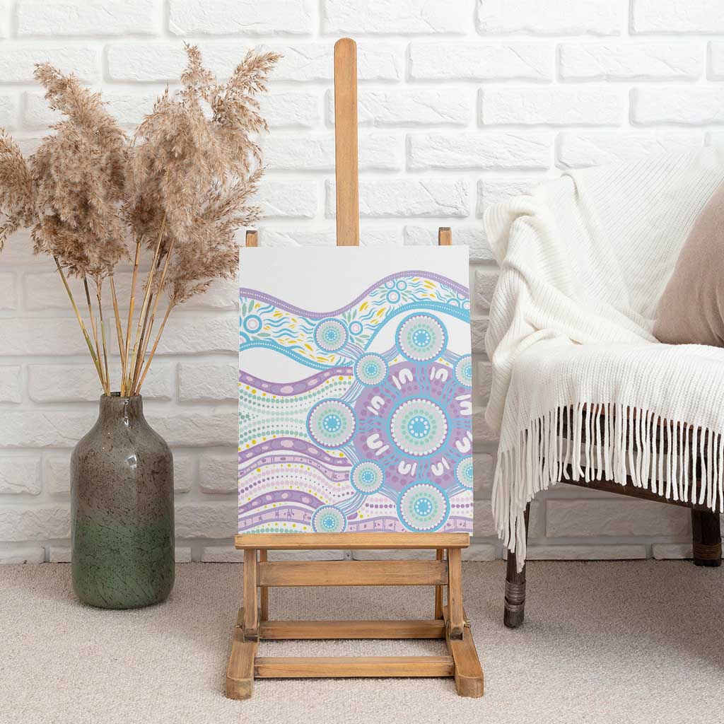 Australian Indigenous Aboriginal Art Canvas Wall Art Vivid Pastel Pink Teal