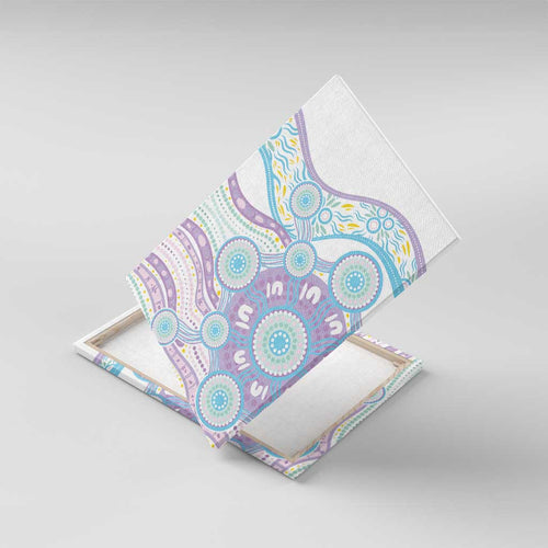 Australian Indigenous Aboriginal Art Canvas Wall Art Vivid Pastel Pink Teal