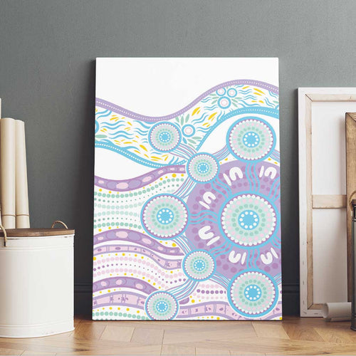 Australian Indigenous Aboriginal Art Canvas Wall Art Vivid Pastel Pink Teal