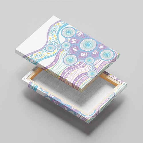 Australian Indigenous Aboriginal Art Canvas Wall Art Vivid Pastel Pink Teal