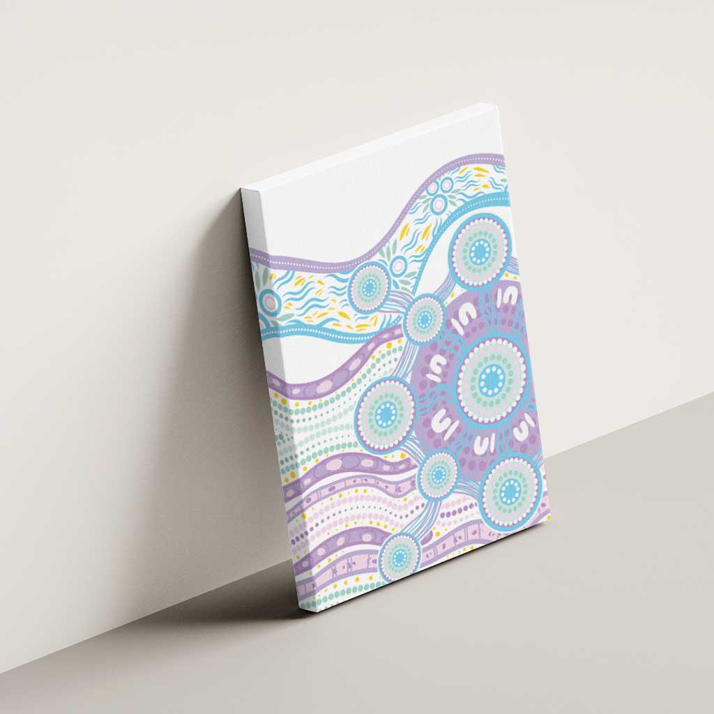 Australian Indigenous Aboriginal Art Canvas Wall Art Vivid Pastel Pink Teal