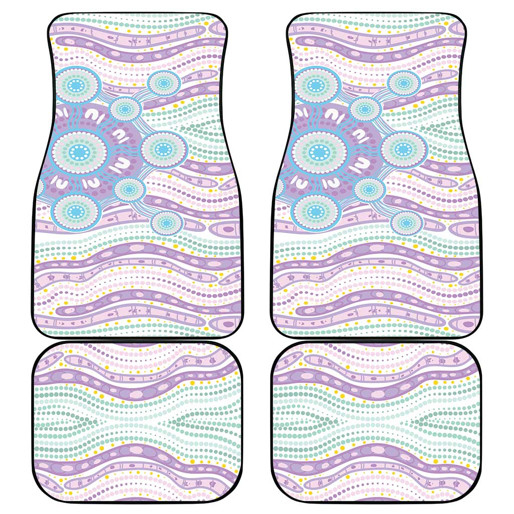 Australian Indigenous Aboriginal Art Car Mats Vivid Pastel Pink Teal