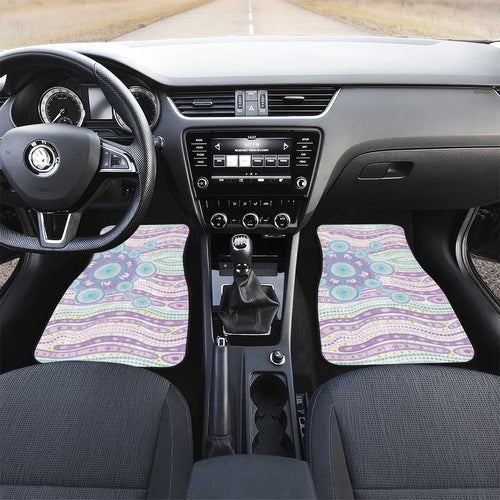 Australian Indigenous Aboriginal Art Car Mats Vivid Pastel Pink Teal