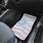 Australian Indigenous Aboriginal Art Car Mats Vivid Pastel Pink Teal