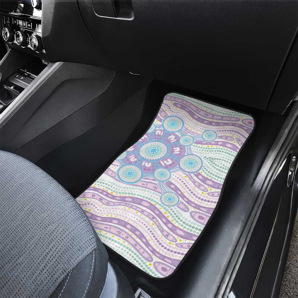Australian Indigenous Aboriginal Art Car Mats Vivid Pastel Pink Teal