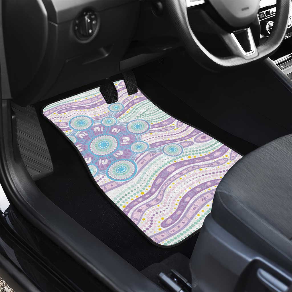 Australian Indigenous Aboriginal Art Car Mats Vivid Pastel Pink Teal