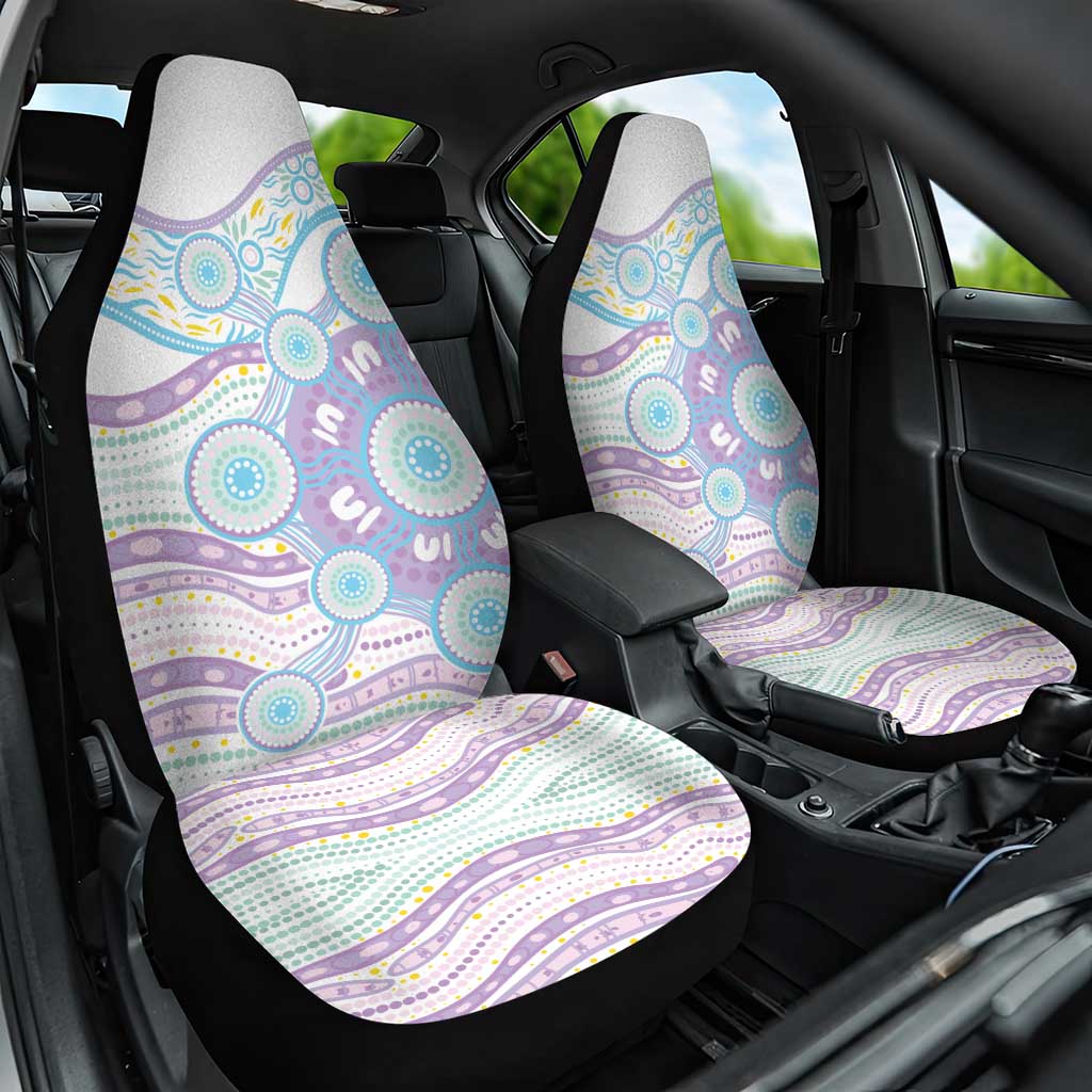 Australian Indigenous Aboriginal Art Car Seat Cover Vivid Pastel Pink Teal
