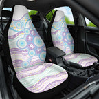 Australian Indigenous Aboriginal Art Car Seat Cover Vivid Pastel Pink Teal