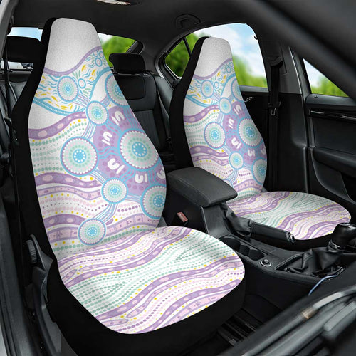 Australian Indigenous Aboriginal Art Car Seat Cover Vivid Pastel Pink Teal
