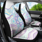 Australian Indigenous Aboriginal Art Car Seat Cover Vivid Pastel Pink Teal