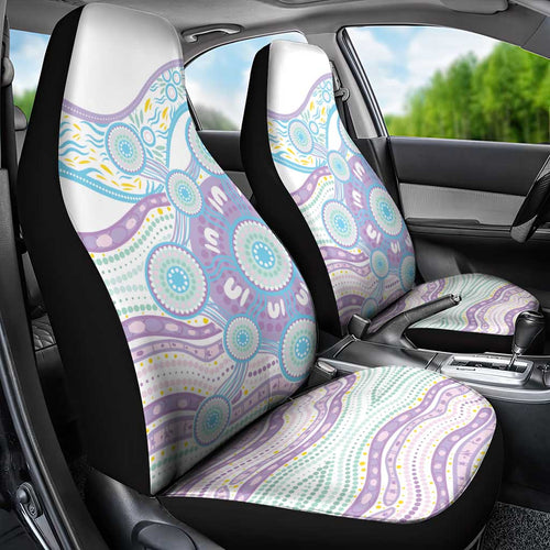 Australian Indigenous Aboriginal Art Car Seat Cover Vivid Pastel Pink Teal