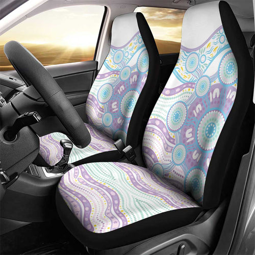 Australian Indigenous Aboriginal Art Car Seat Cover Vivid Pastel Pink Teal