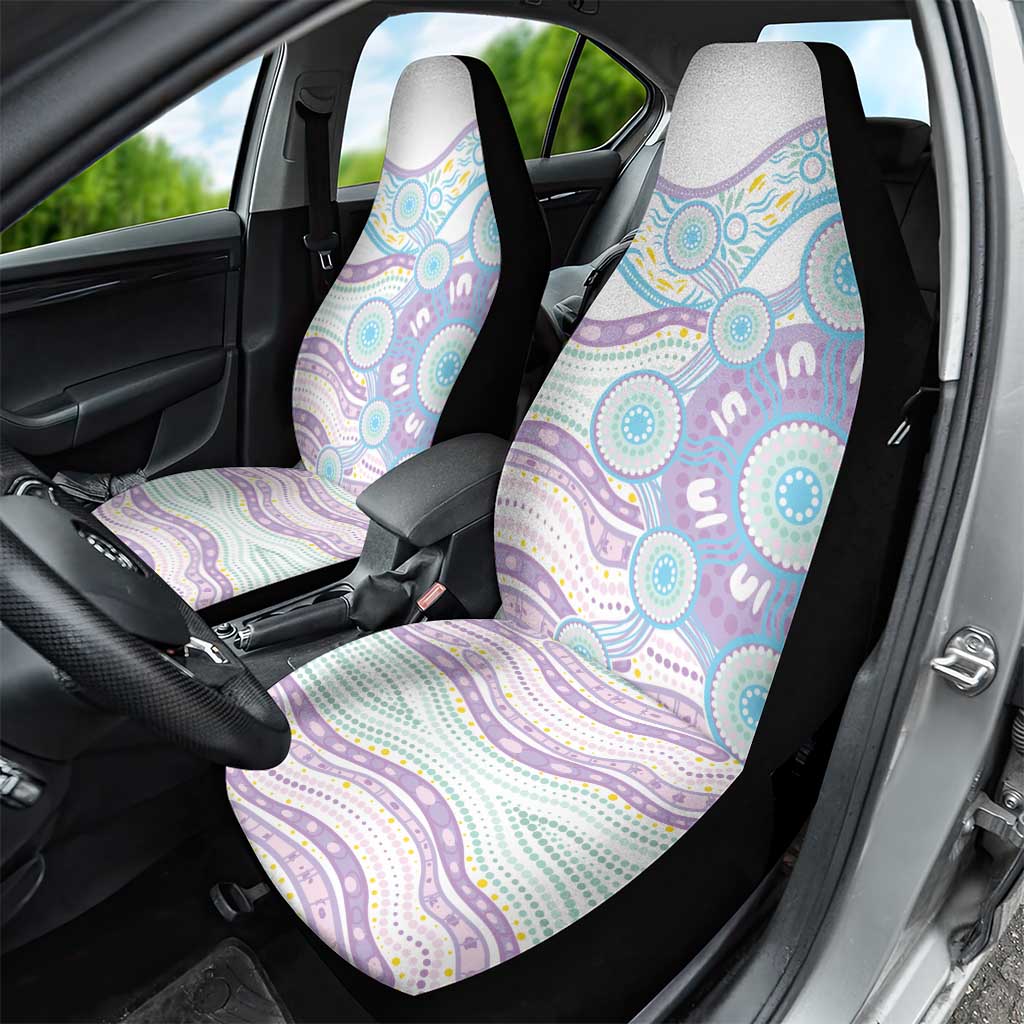Australian Indigenous Aboriginal Art Car Seat Cover Vivid Pastel Pink Teal