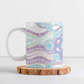 Australian Indigenous Aboriginal Art Ceramic Mug Vivid Pastel Pink Teal