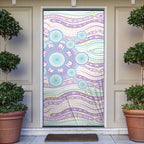 Australian Indigenous Aboriginal Art Door Cover Vivid Pastel Pink Teal