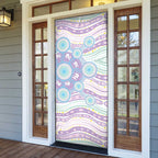 Australian Indigenous Aboriginal Art Door Cover Vivid Pastel Pink Teal