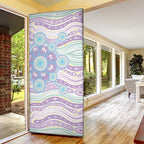 Australian Indigenous Aboriginal Art Door Cover Vivid Pastel Pink Teal