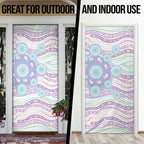 Australian Indigenous Aboriginal Art Door Cover Vivid Pastel Pink Teal